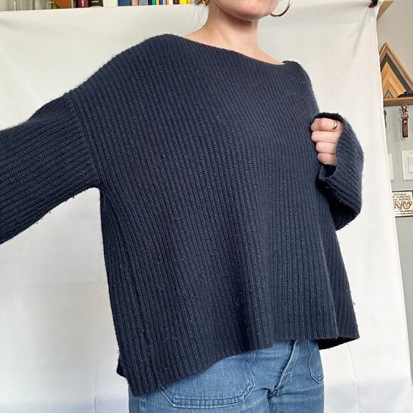 Nili Lotan Medium Cotton/Cashmere/Silk Navy blue sweater - Picture 4 of 16